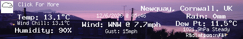 Current Weather Conditions in Newquay, Cornwall