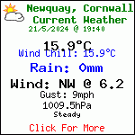 Current Weather Conditions in Porth, Newquay, Cornwall. UK
