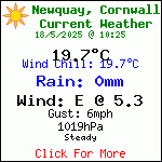 Current Weather Conditions in Porth, Newquay, Cornwall. UK