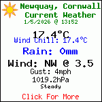 Current Weather Conditions in Porth, Newquay, Cornwall. UK