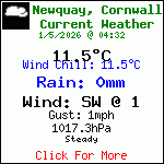 Current Weather Conditions in Porth, Newquay, Cornwall. UK