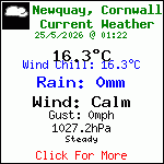 Current Weather Conditions in Porth, Newquay, Cornwall. UK