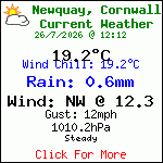 Current Weather Conditions in Porth, Newquay, Cornwall. UK