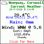 Current Weather Conditions in Porth, Newquay, Cornwall. UK