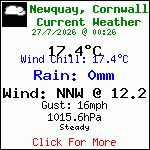 Current Weather Conditions in Porth, Newquay, Cornwall. UK
