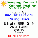 Current Weather Conditions in Porth, Newquay, Cornwall. UK